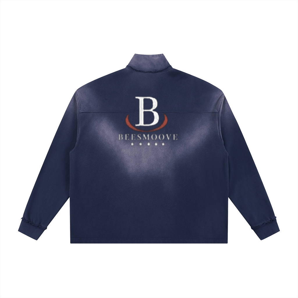Beesmoove Driftwear Sun Fade Raw Edge Quarter - Zip Sweatshirt - Beesmoove