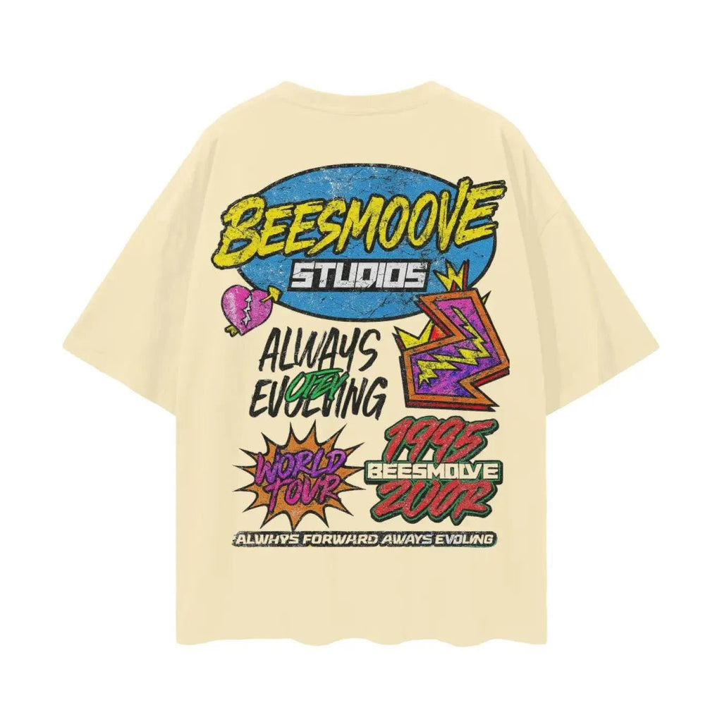 BEESMOOVE: Evolution Over Everything Oversize Deep Drop Shoulder Tee - Beesmoove