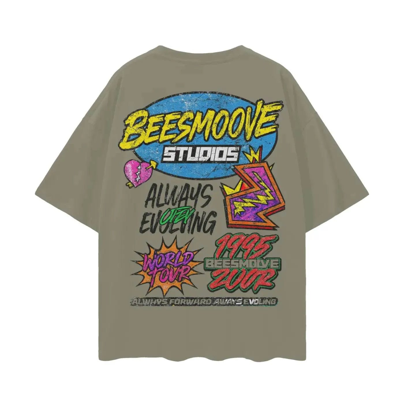 BEESMOOVE: Evolution Over Everything Oversize Deep Drop Shoulder Tee - Beesmoove