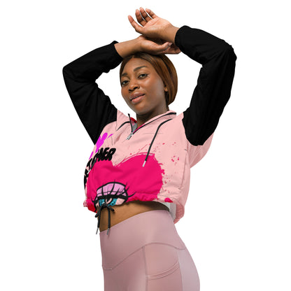 Beesmoove eye catcher pink Women’s cropped windbreaker - Beesmoove