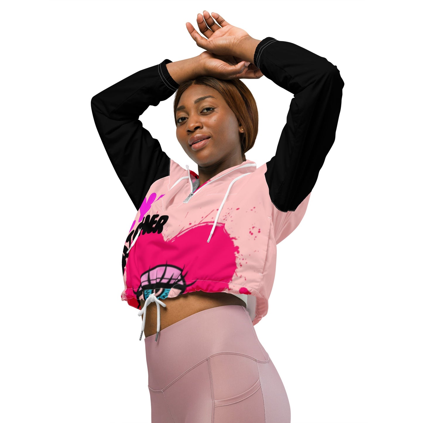 Beesmoove eye catcher pink Women’s cropped windbreaker - Beesmoove