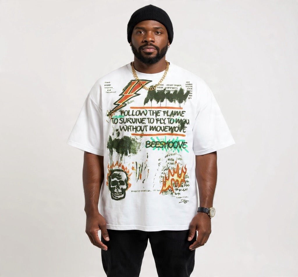 BEESMOOVE Flame Runner Loose Drop Shoulder T-Shirt - Beesmoove