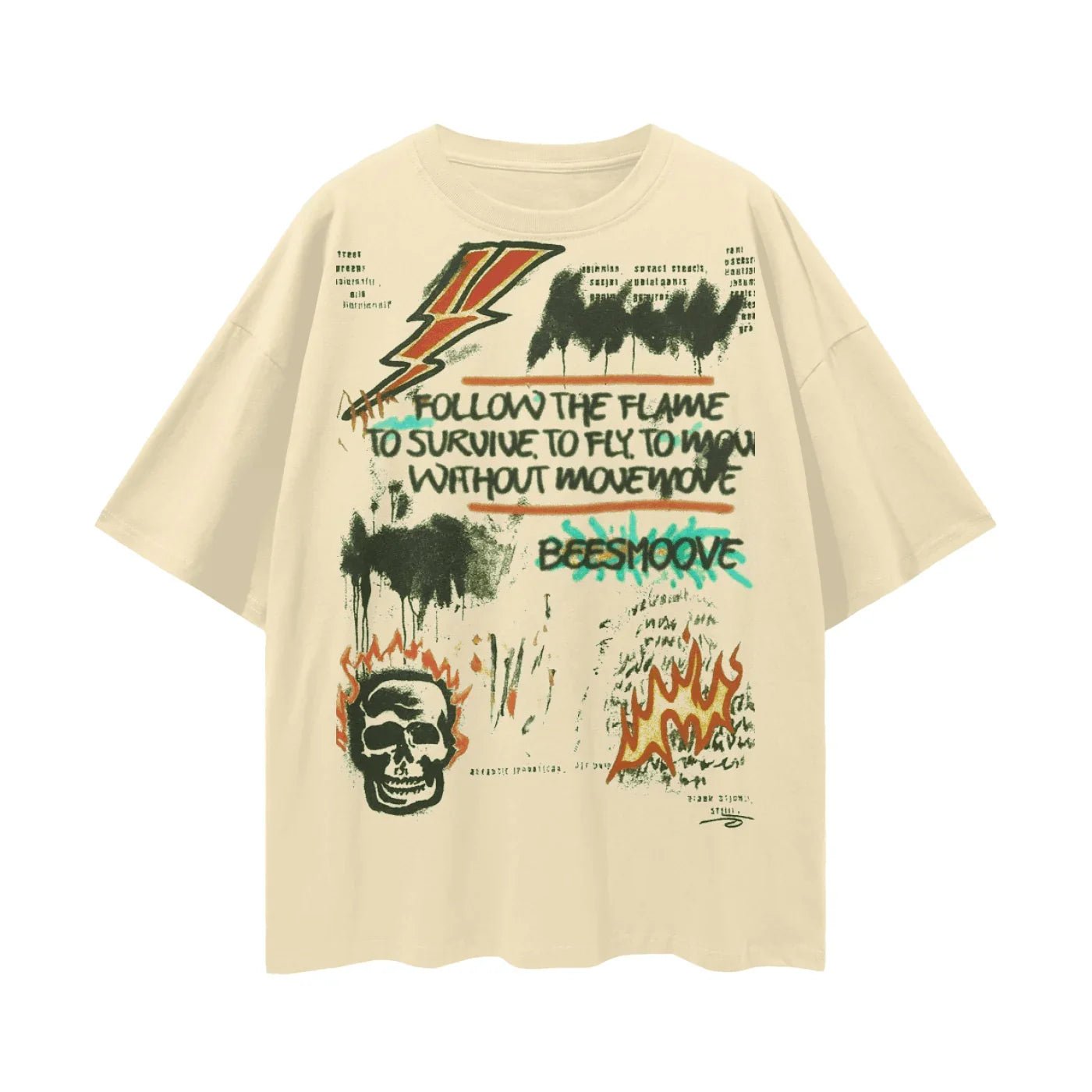 BEESMOOVE Flame Runner Loose Drop Shoulder T-Shirt - Beesmoove