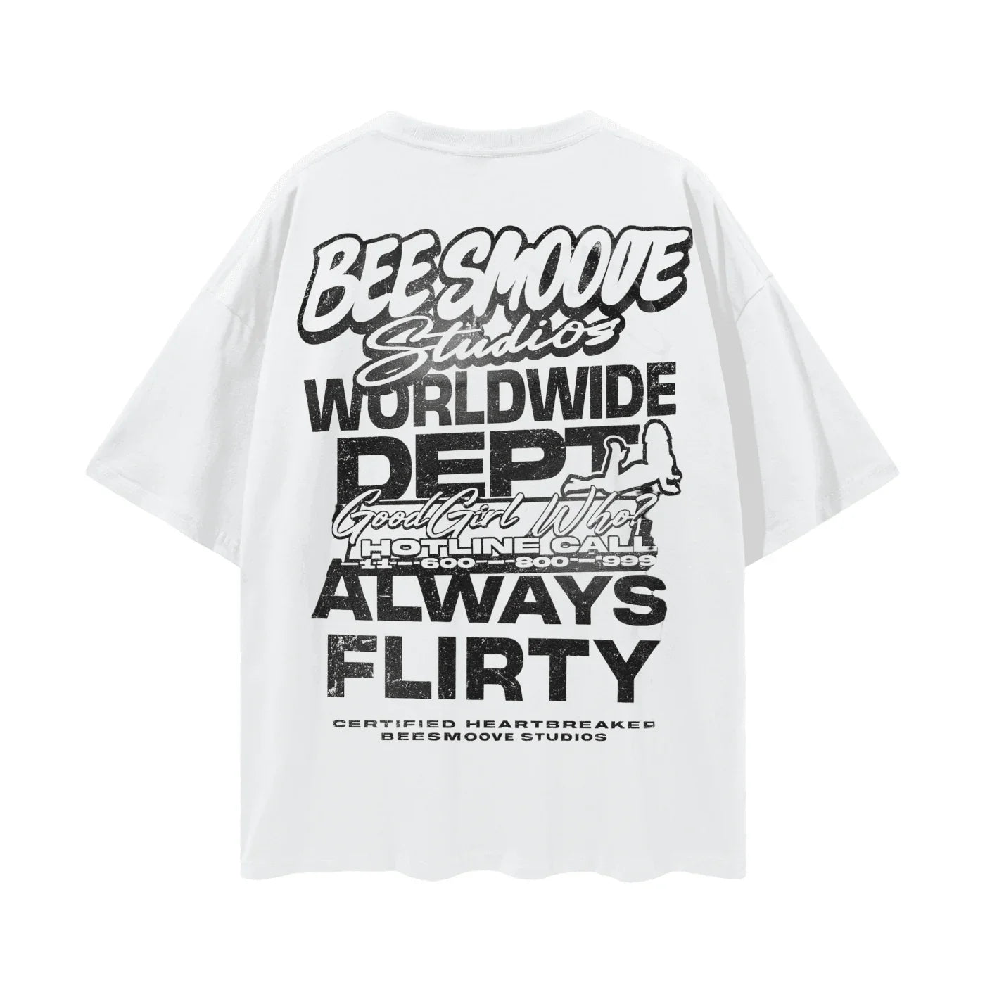 BEESMOOVE Flirty Frequency Dept Deep Drop Shoulder Tee - Beesmoove