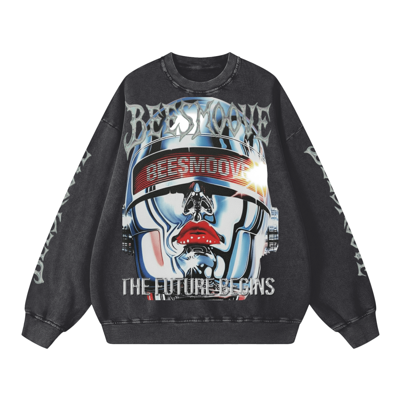BEESMOOVE Future Begins™ Chrome Edition Washed Oversized Sweatshirt - Beesmoove