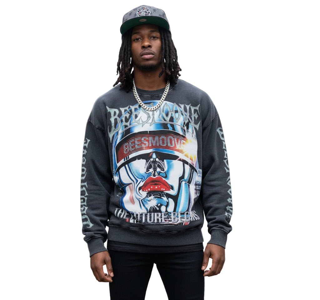 BEESMOOVE Future Begins™ Chrome Edition Washed Oversized Sweatshirt - Beesmoove