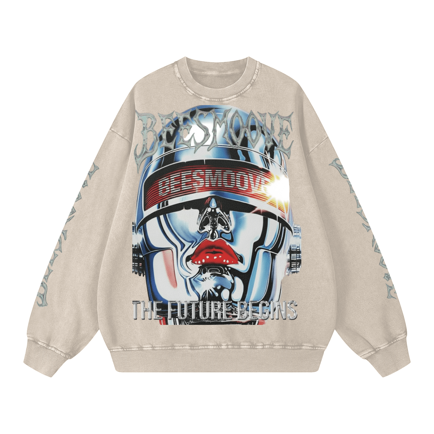 BEESMOOVE Future Begins™ Chrome Edition Washed Oversized Sweatshirt - Beesmoove
