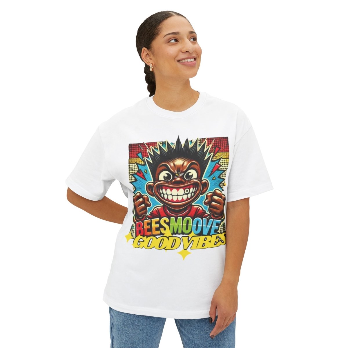 Beesmoove good vibes Oversized Boxy Tee - Beesmoove