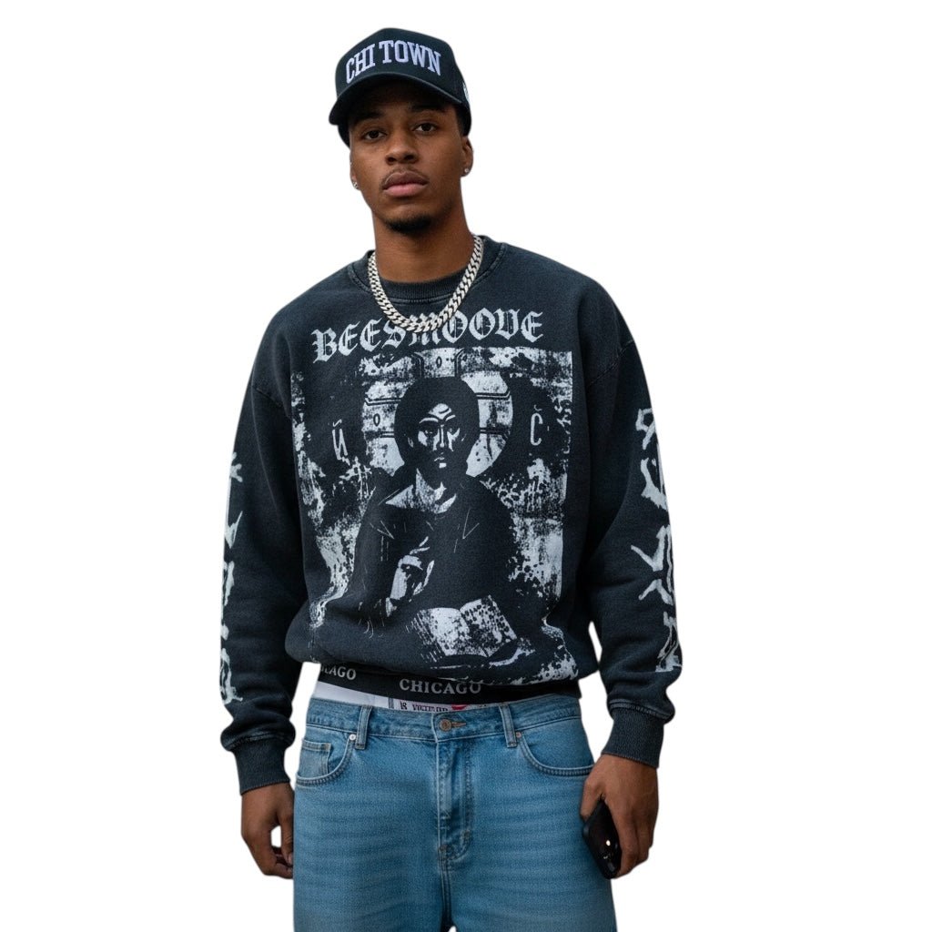 BEESMOOVE Gospel of the vision™ Washed Oversized Sweatshirt - Beesmoove