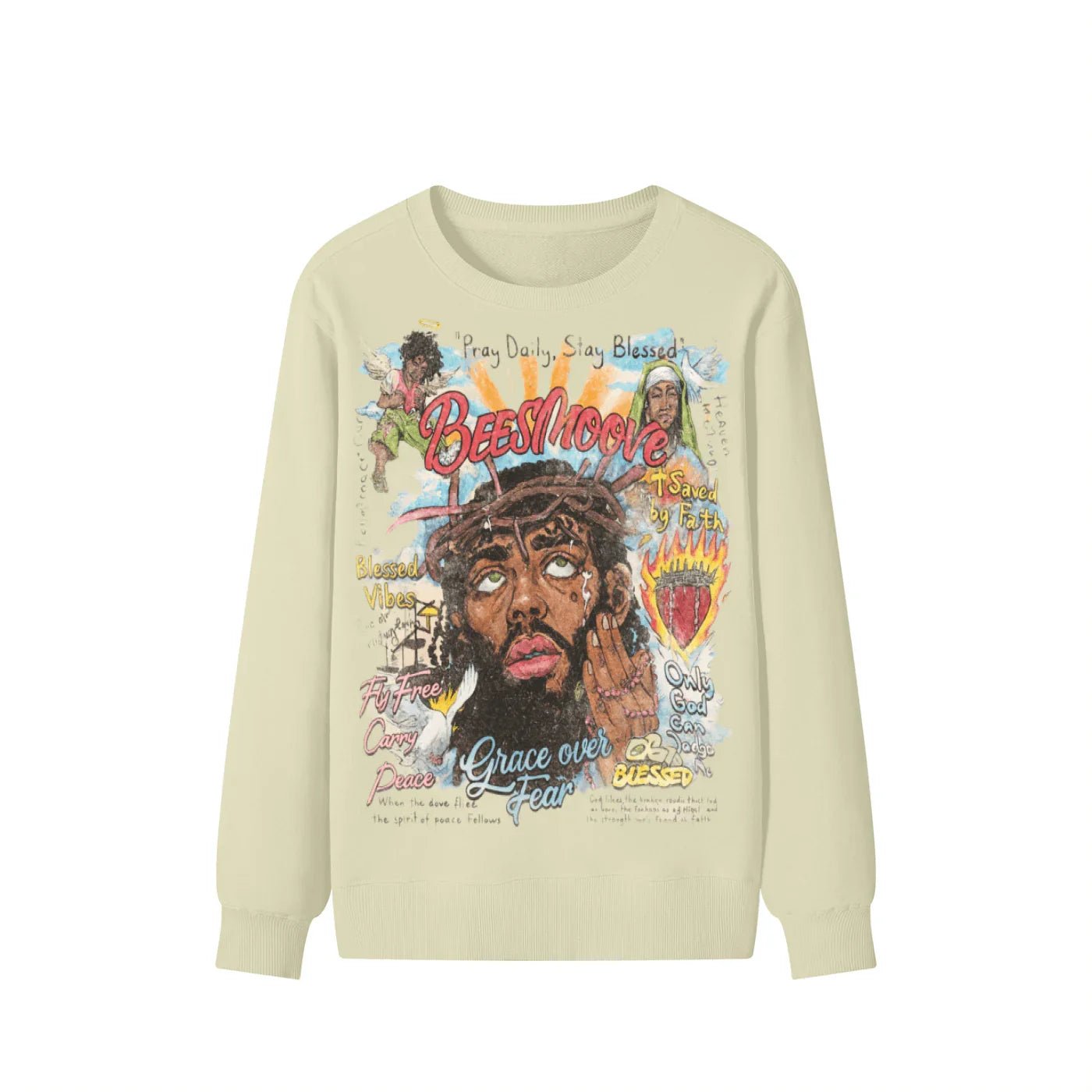 BEESMOOVE Grace Over Fear Classic Cotton Sweater - Beesmoove
