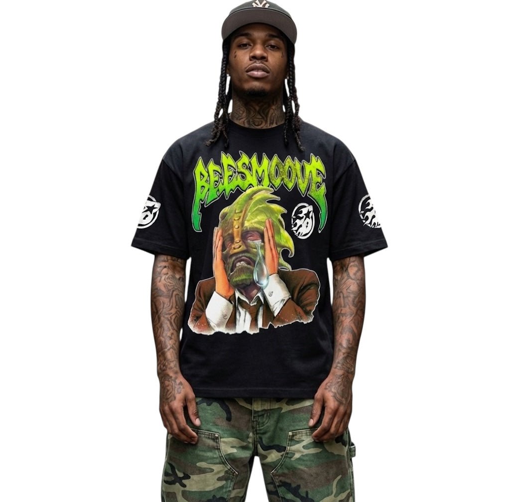 BEESMOOVE GREEN FEVER Mask (trowback) Loose Drop Shoulder T-Shirt - Beesmoove