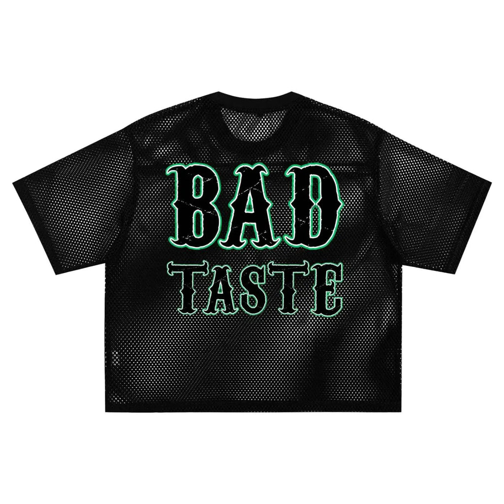 BEESMOOVE GREEN HEAD BAD TASTE See - through Boxy Net T-shirt - Beesmoove