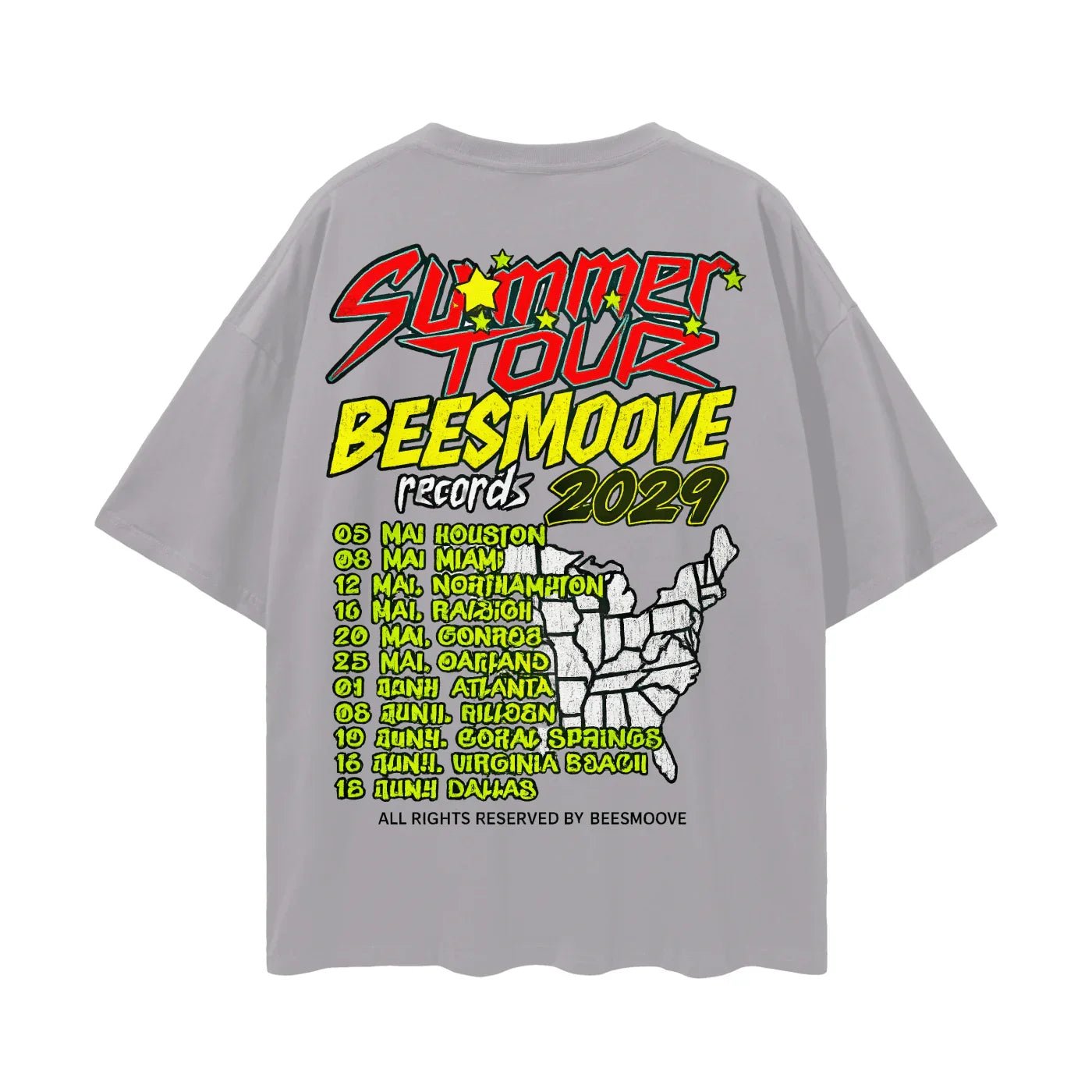 BEESMOOVE HEATCHECK TOUR Oversize Deep Drop Shoulder Tee - Beesmoove