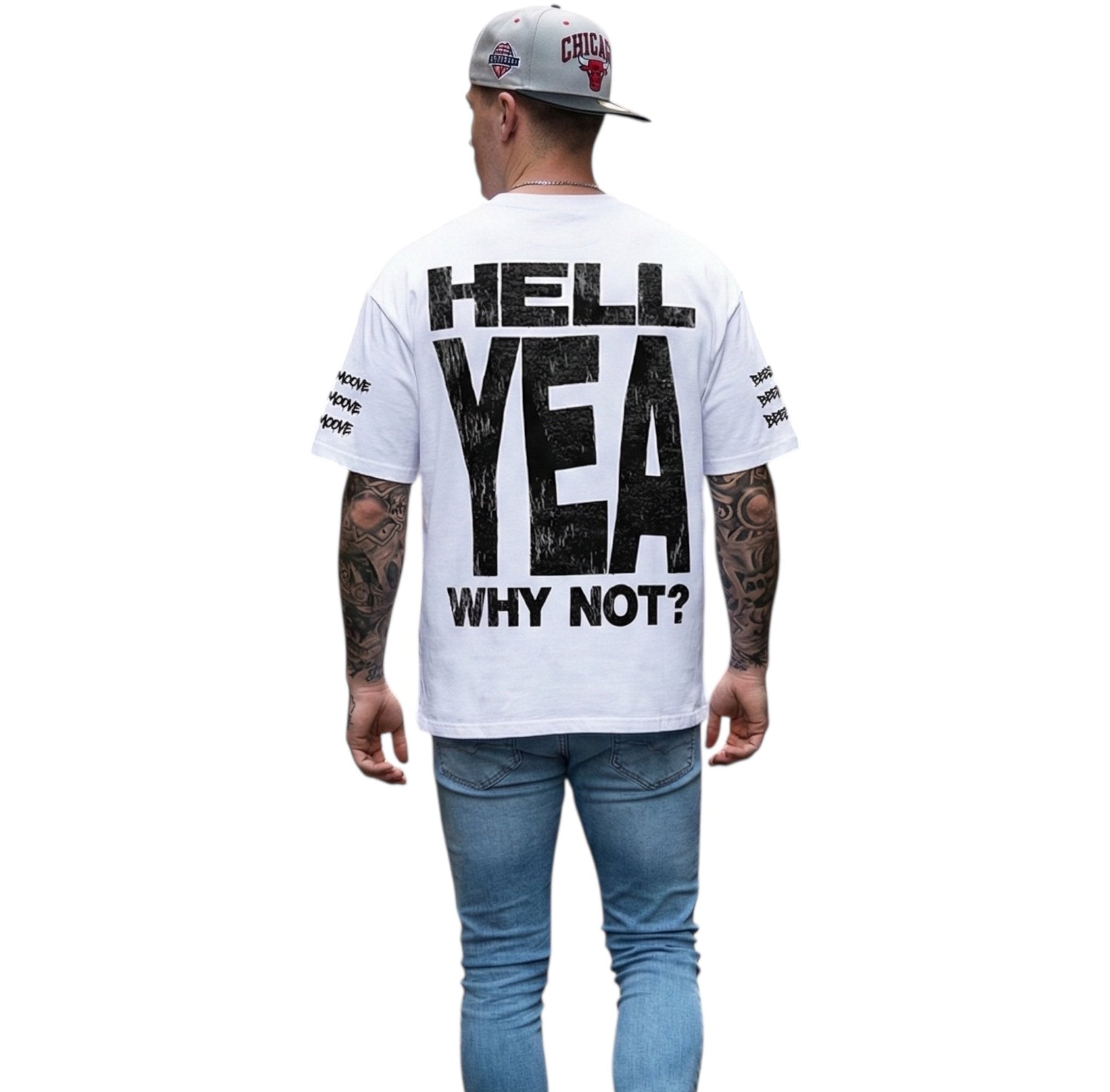 BEESMOOVE HELL YEA: WHY NOT? Loose Drop Shoulder Tee - Beesmoove