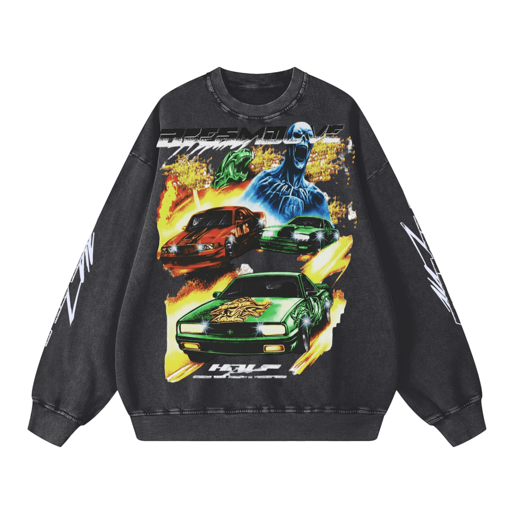 BEESMOOVE Hivebreaker Road Rage Washed Oversized Sweatshirt - Beesmoove