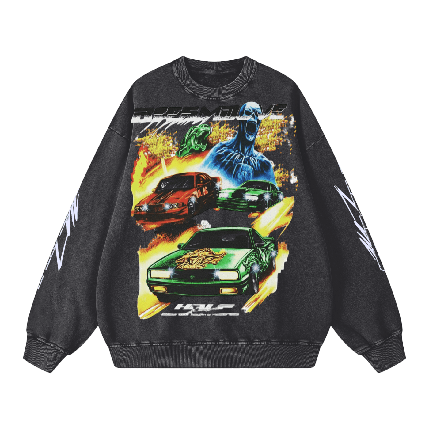 BEESMOOVE Hivebreaker Road Rage Washed Oversized Sweatshirt - Beesmoove