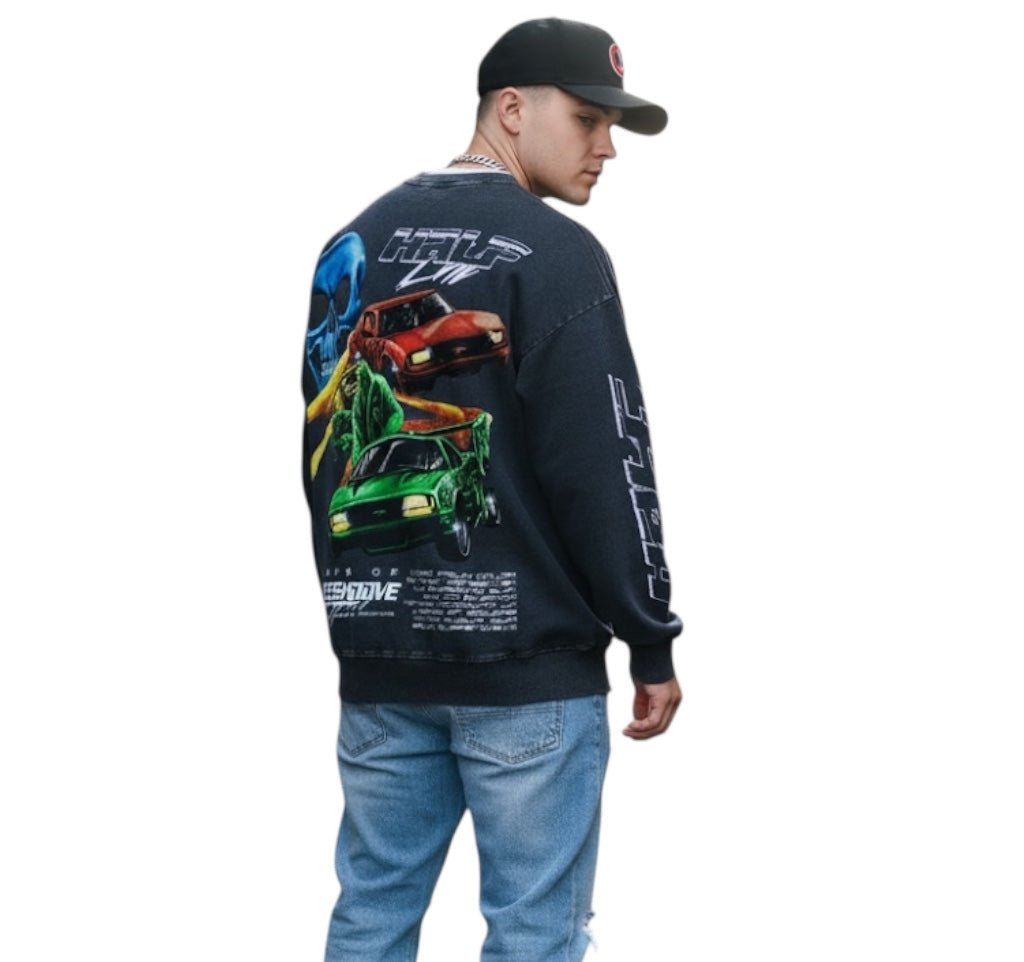 BEESMOOVE Hivebreaker Road Rage Washed Oversized Sweatshirt - Beesmoove