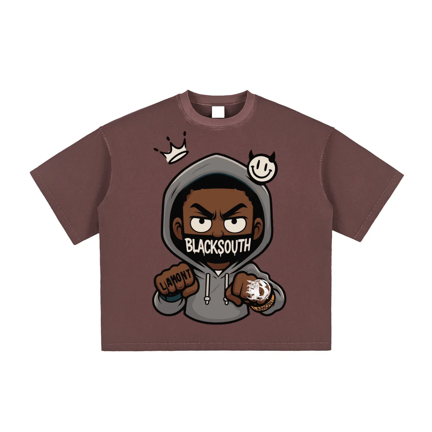 BEESMOOVE Hood Rich Lamont Washed Boxy T-Shirt - Beesmoove