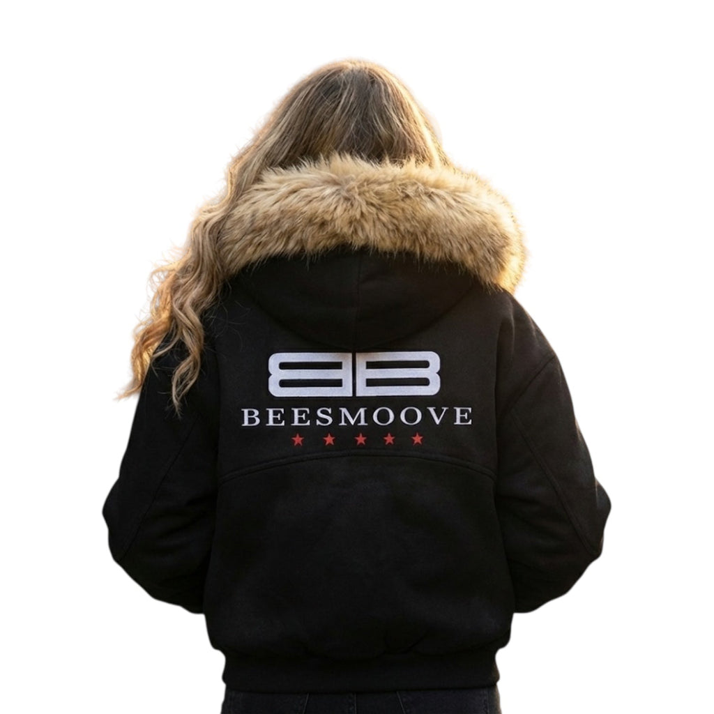 BEESMOOVE Ice Drift Boxy Detachable Fur Hoodie - Beesmoove