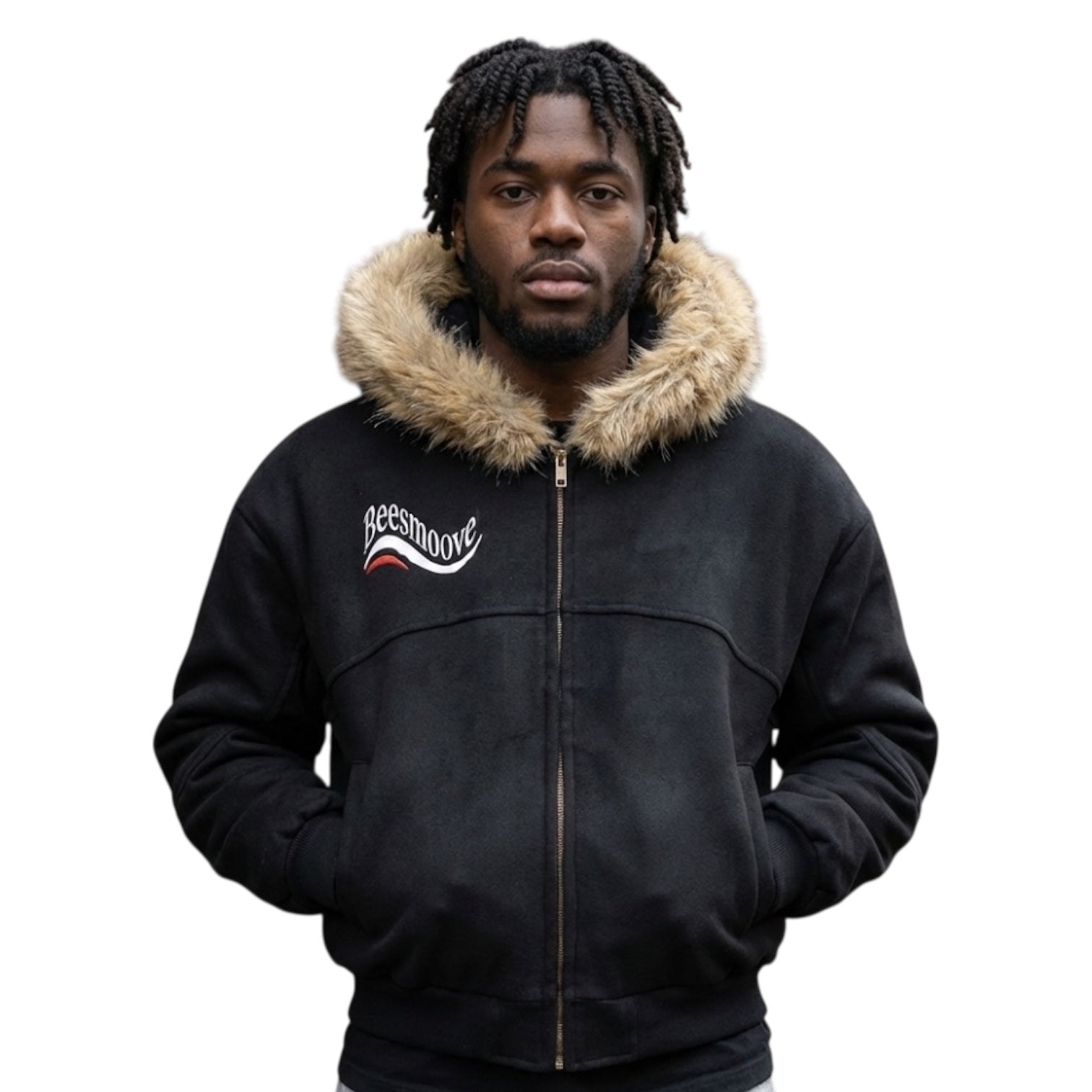 BEESMOOVE Ice Drift Boxy Detachable Fur Hoodie - Beesmoove