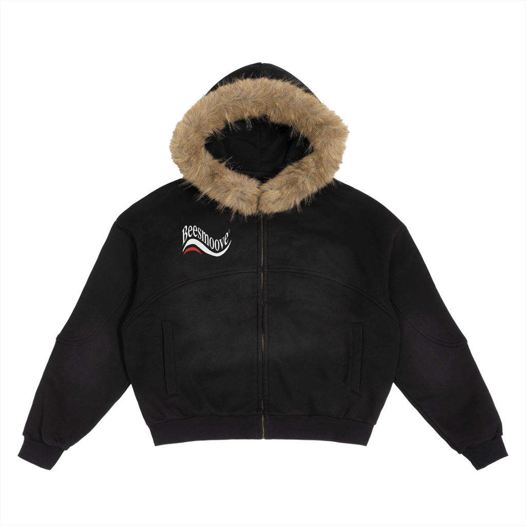 BEESMOOVE Ice Drift Boxy Detachable Fur Hoodie - Beesmoove