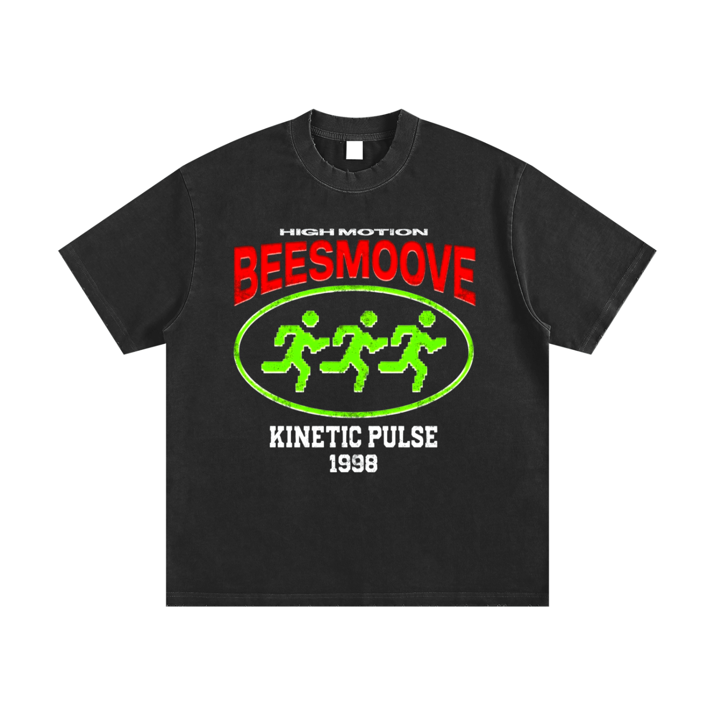 BEESMOOVE Kinetic Pulse Tee Heavyweight Vintage Washed Frayed Tee - Beesmoove