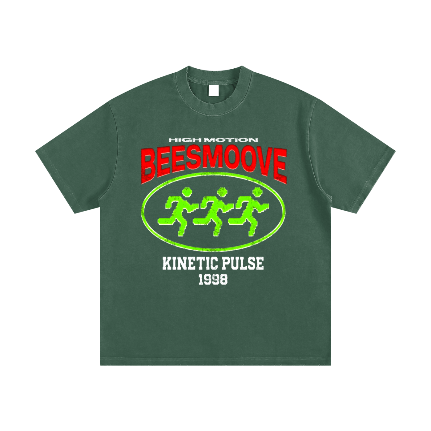 BEESMOOVE Kinetic Pulse Tee Heavyweight Vintage Washed Frayed Tee - Beesmoove