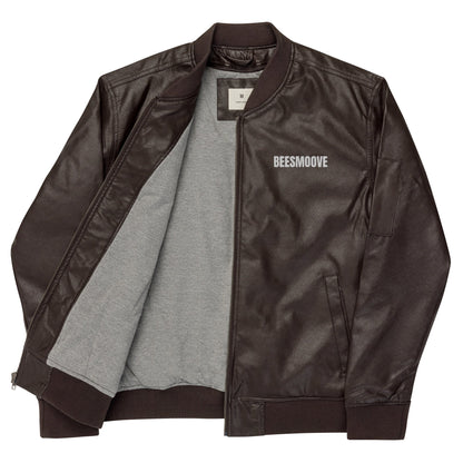 Beesmoove Leather Bomber Jacket - Beesmoove