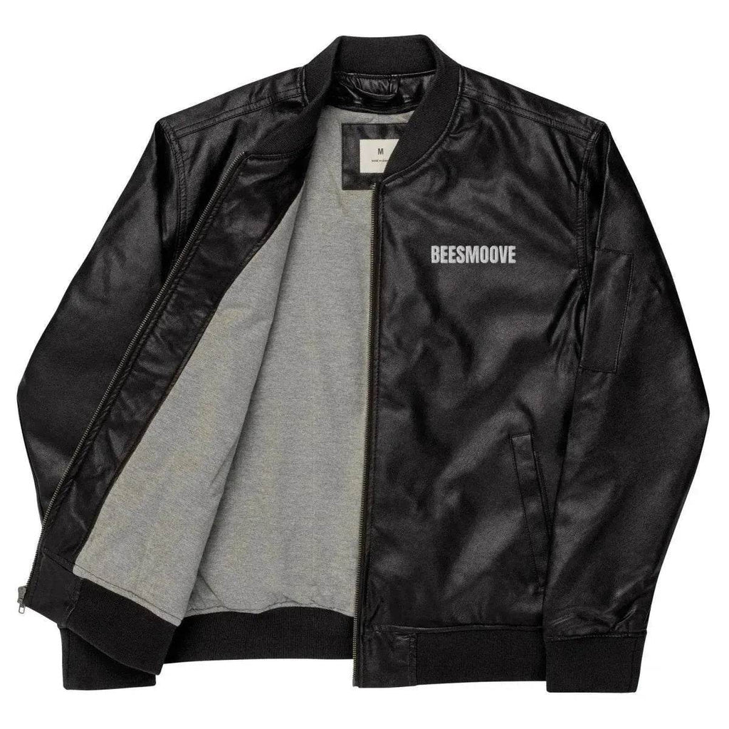 Beesmoove Leather Bomber Jacket - Beesmoove