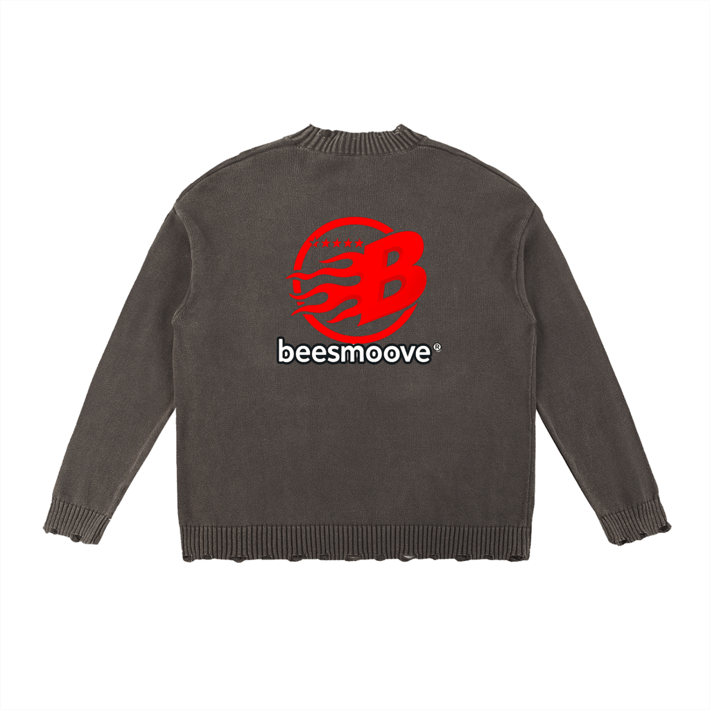 BEESMOOVE Legacy Arc Vintage Washed Hand - Frayed Sweater - Beesmoove