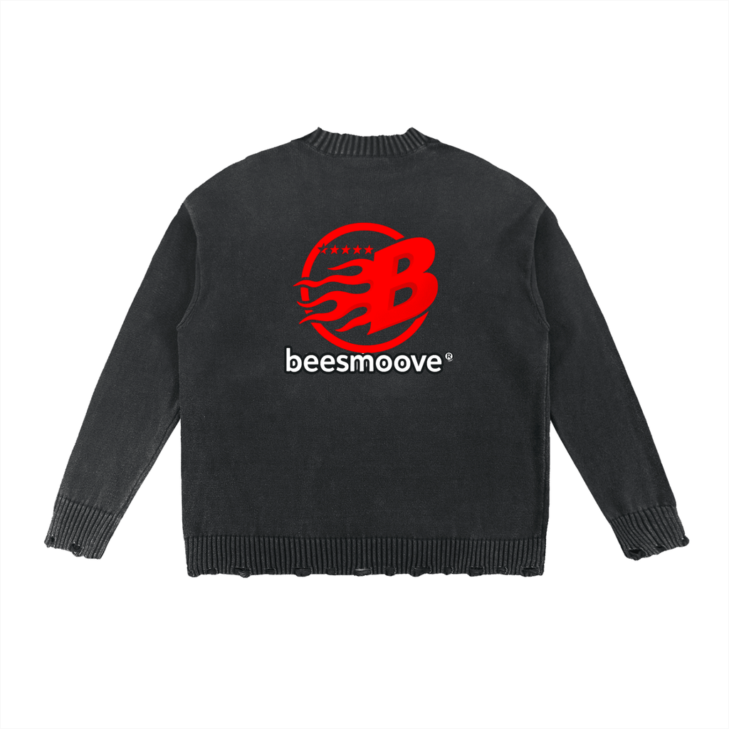 BEESMOOVE Legacy Arc Vintage Washed Hand - Frayed Sweater - Beesmoove