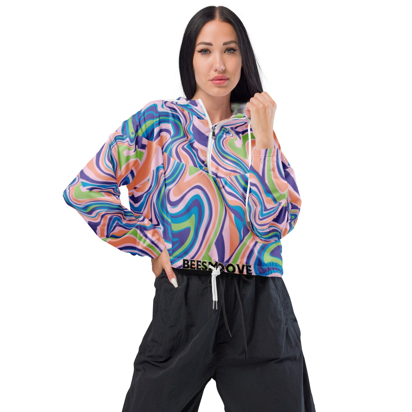 Beesmoove marble Women’s cropped windbreaker - Beesmoove