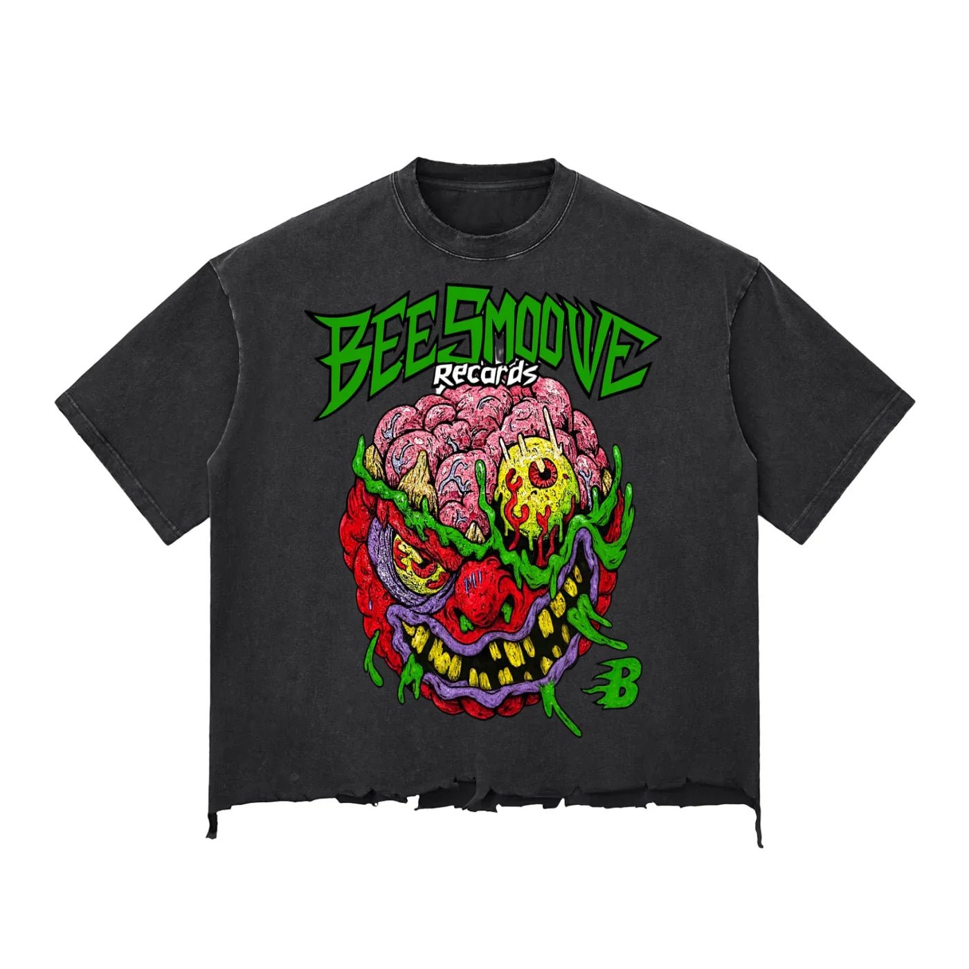 BEESMOOVE Mind Drip Records Wash Raw - Hem Boxy T-shirt - Beesmoove