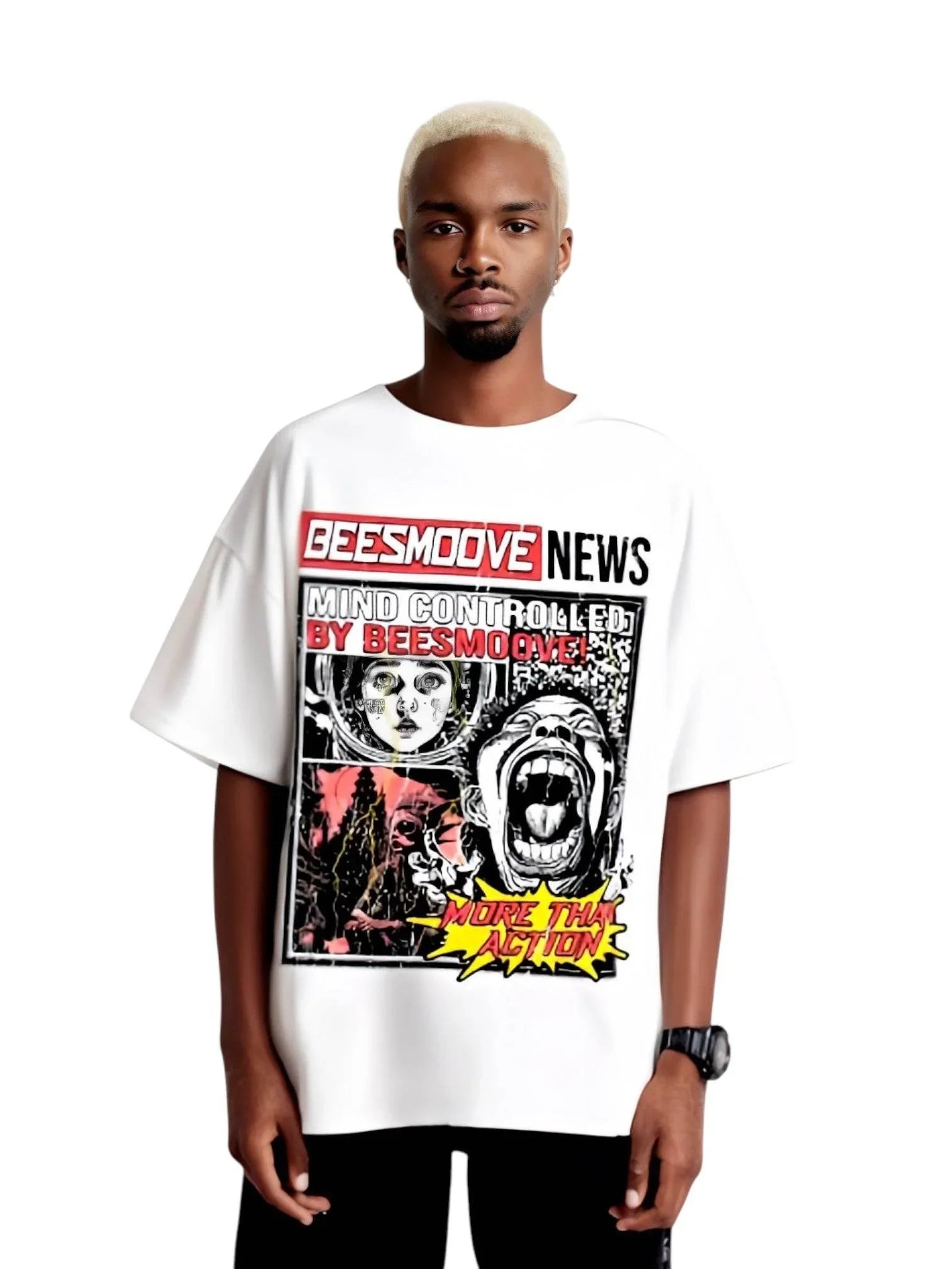 Beesmoove Mind Hive Chronicles Oversize Deep Drop Shoulder Tee - Beesmoove