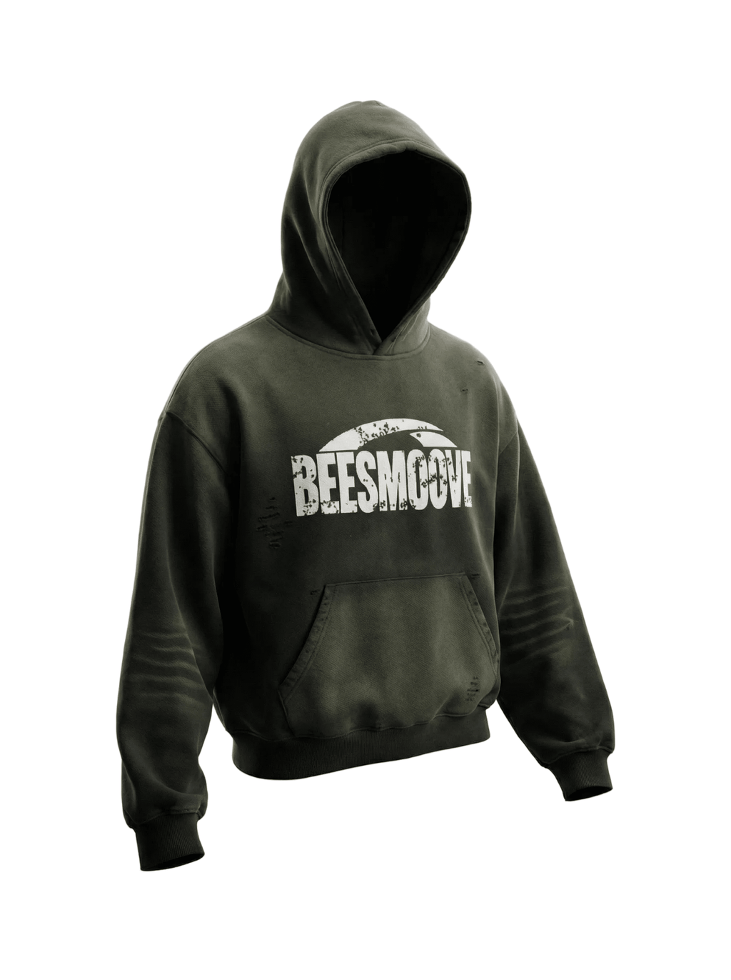 BEESMOOVE “Natural Buzz Frayed Sunfade Boxy Fleece Hoodie - Beesmoove