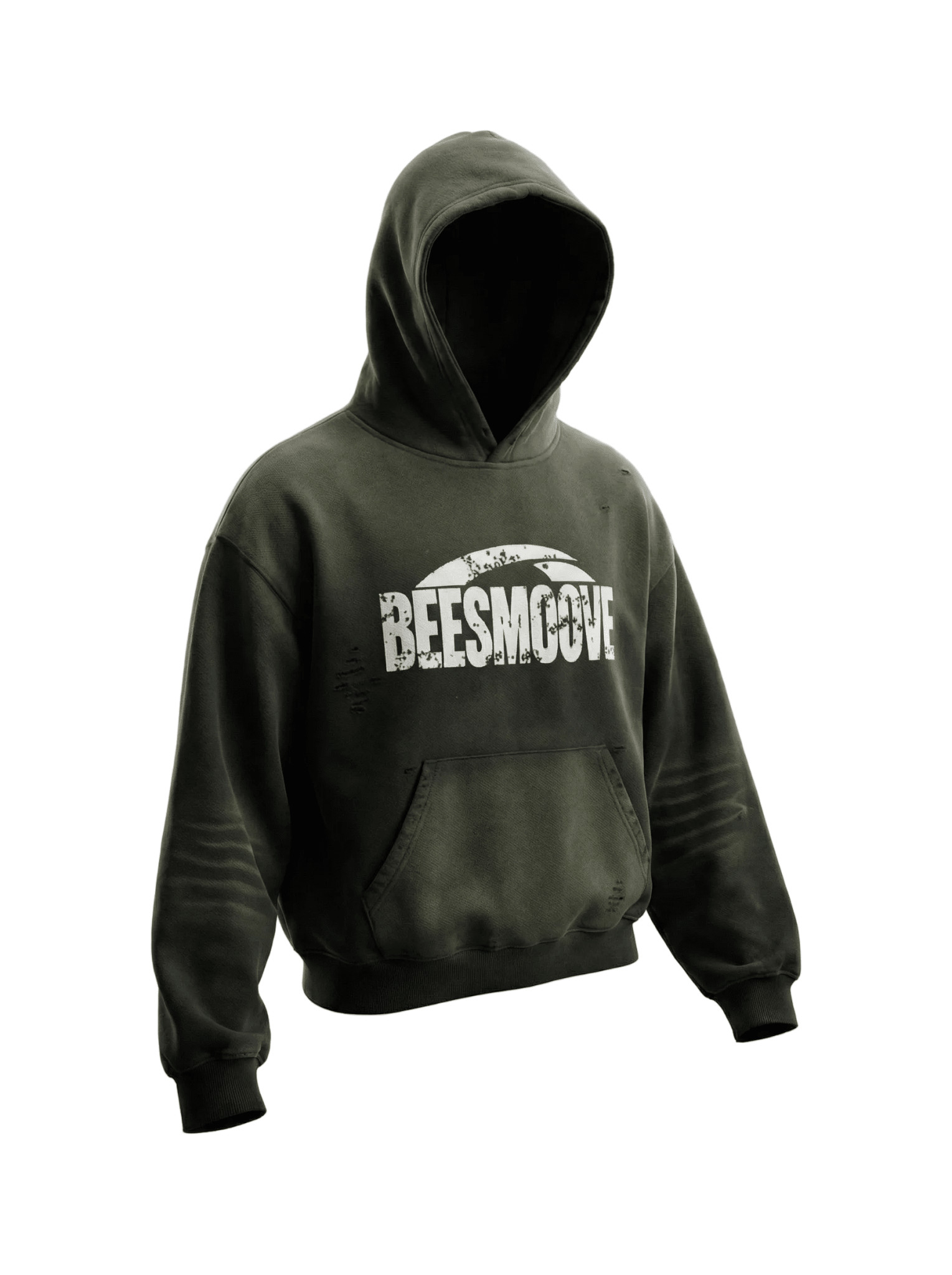 BEESMOOVE “Natural Buzz Frayed Sunfade Boxy Fleece Hoodie - Beesmoove
