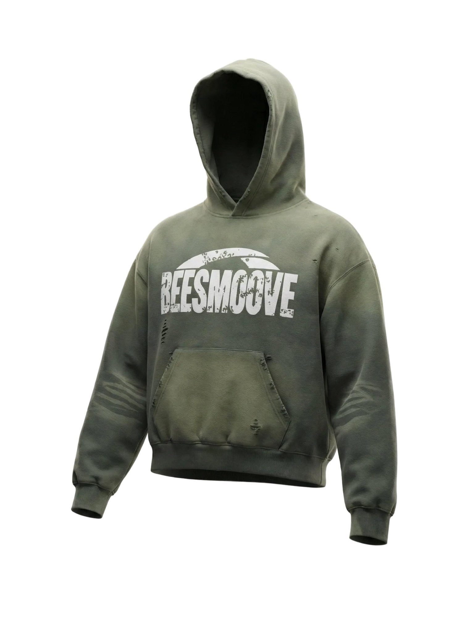 BEESMOOVE “Natural Buzz Frayed Sunfade Boxy Fleece Hoodie - Beesmoove