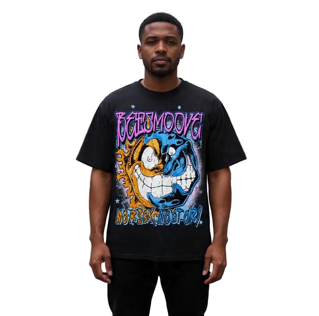 Beesmoove No Risk NO Story Oversize Deep Drop Shoulder Tee - Beesmoove