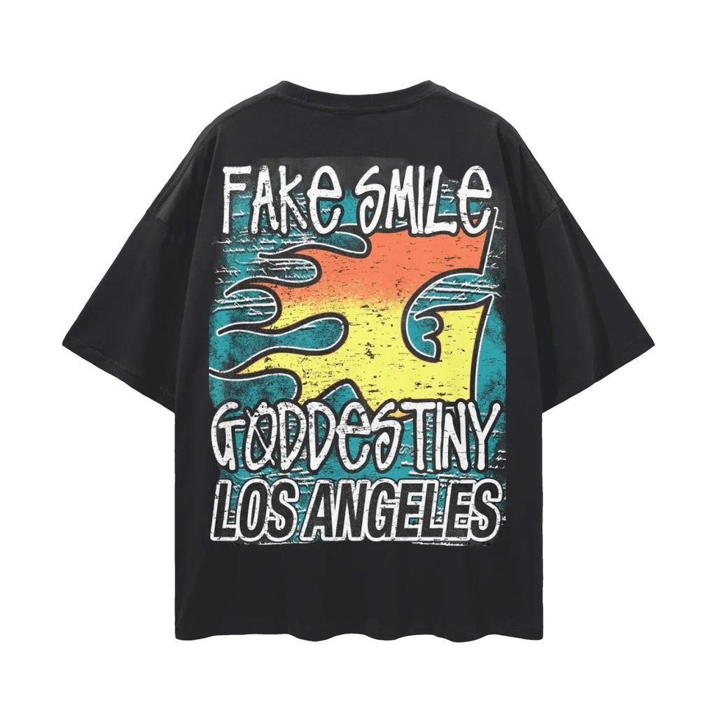 BEESMOOVE No Smile No Story Oversize Deep Drop Shoulder Tee - Beesmoove