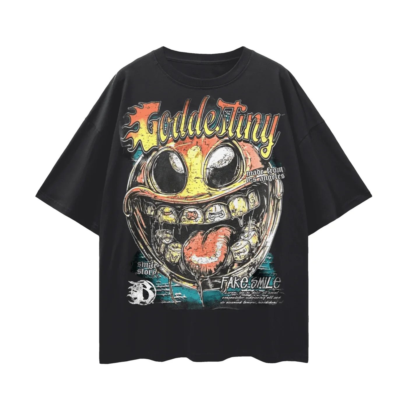 BEESMOOVE No Smile No Story Oversize Deep Drop Shoulder Tee - Beesmoove