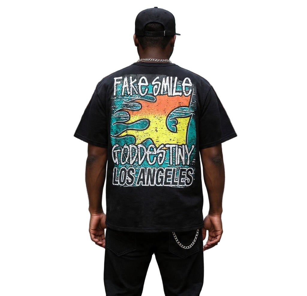 BEESMOOVE No Smile No Story Oversize Deep Drop Shoulder Tee - Beesmoove