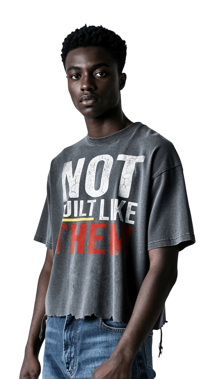 BEESMOOVE “Not Like Them” Raw Hem 2 Wash Raw - Hem Boxy T-shirt - Beesmoove