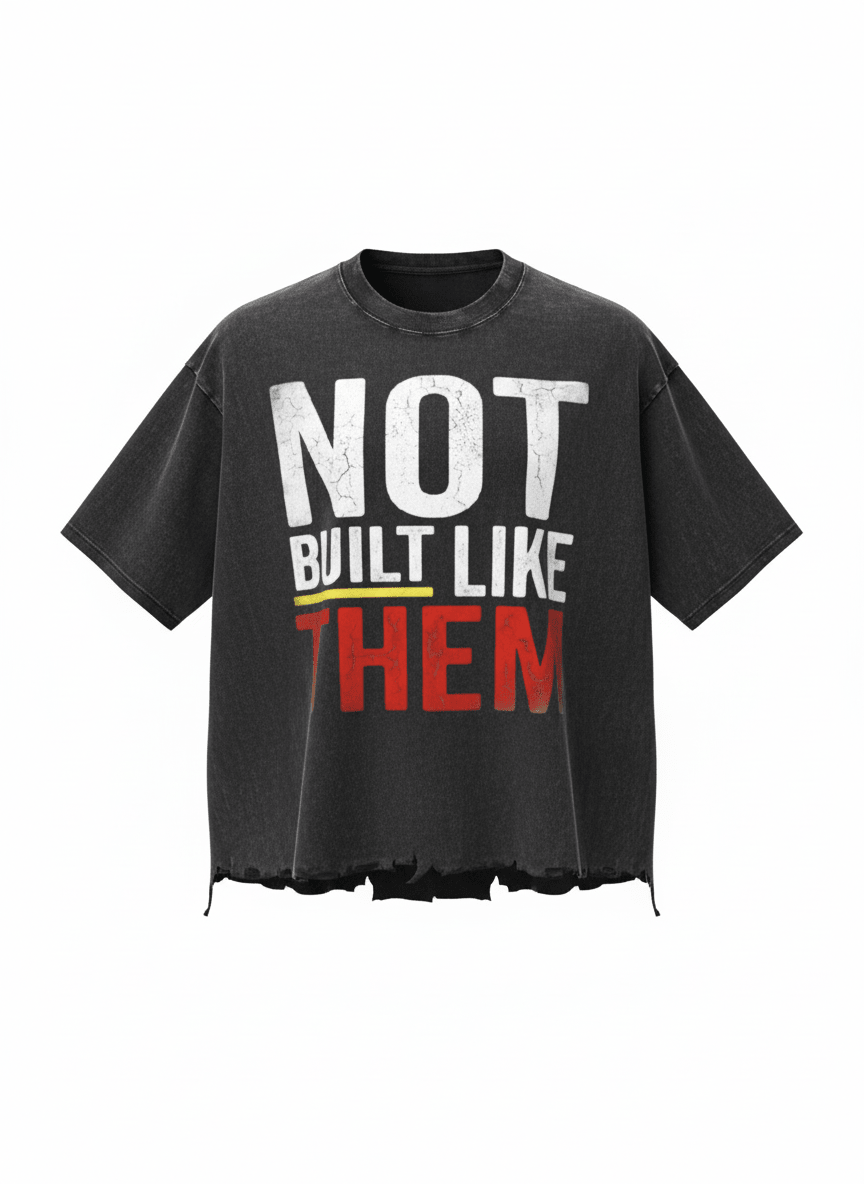 BEESMOOVE “Not Like Them” Raw Hem 2 Wash Raw - Hem Boxy T-shirt - Beesmoove