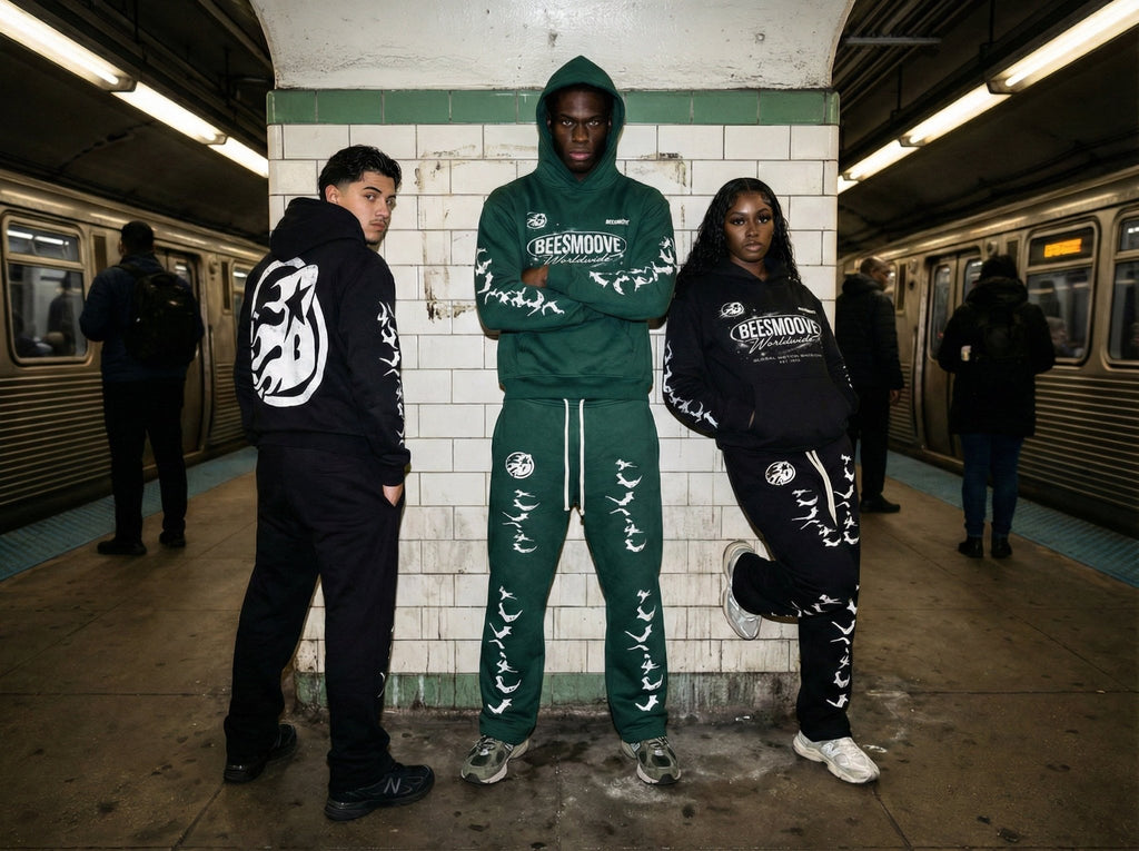 BEESMOOVE Orbit Green Division Set Oversized Hoodie - Beesmoove