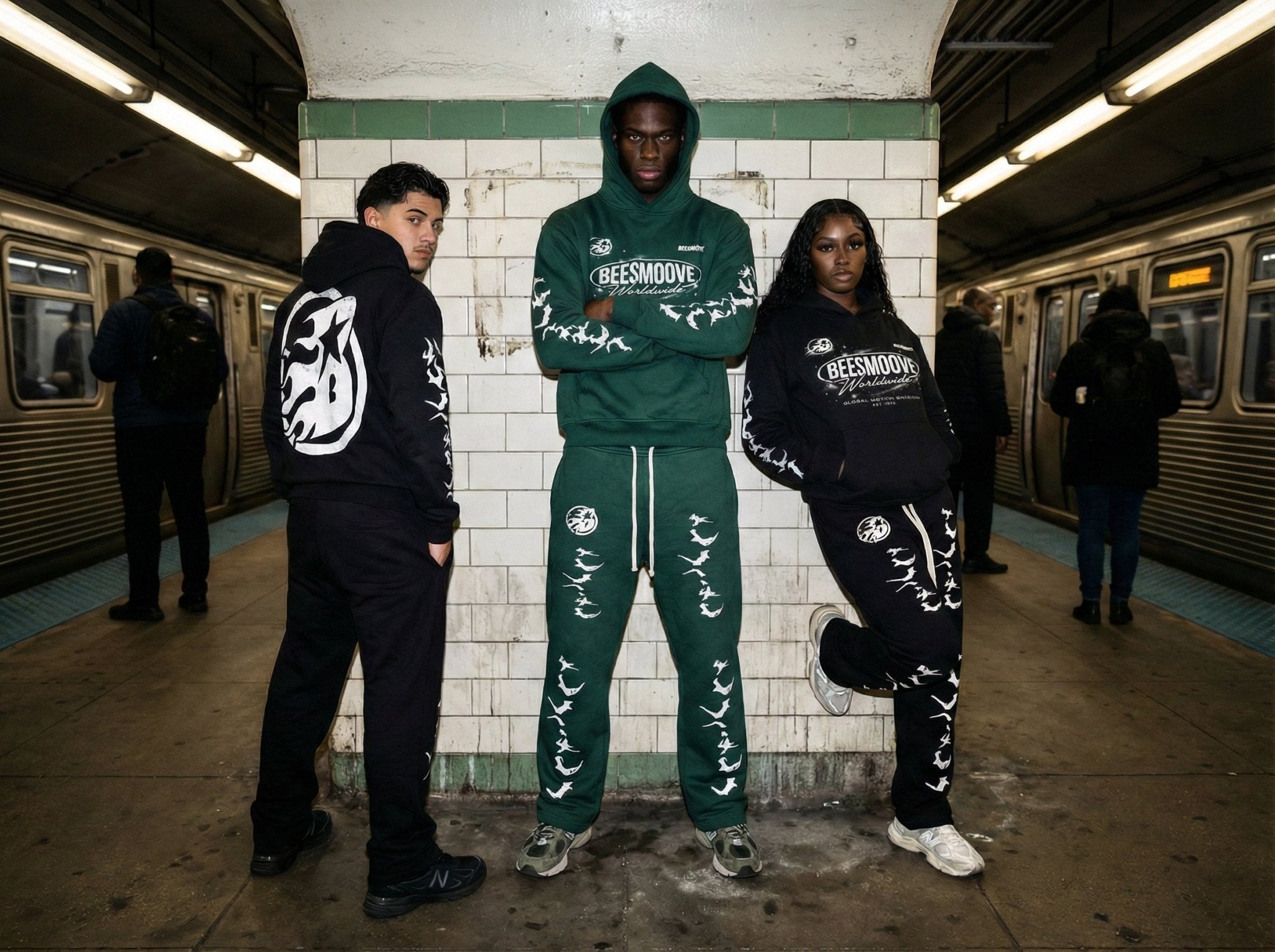 BEESMOOVE Orbit Green Division Set Oversized Hoodie - Beesmoove