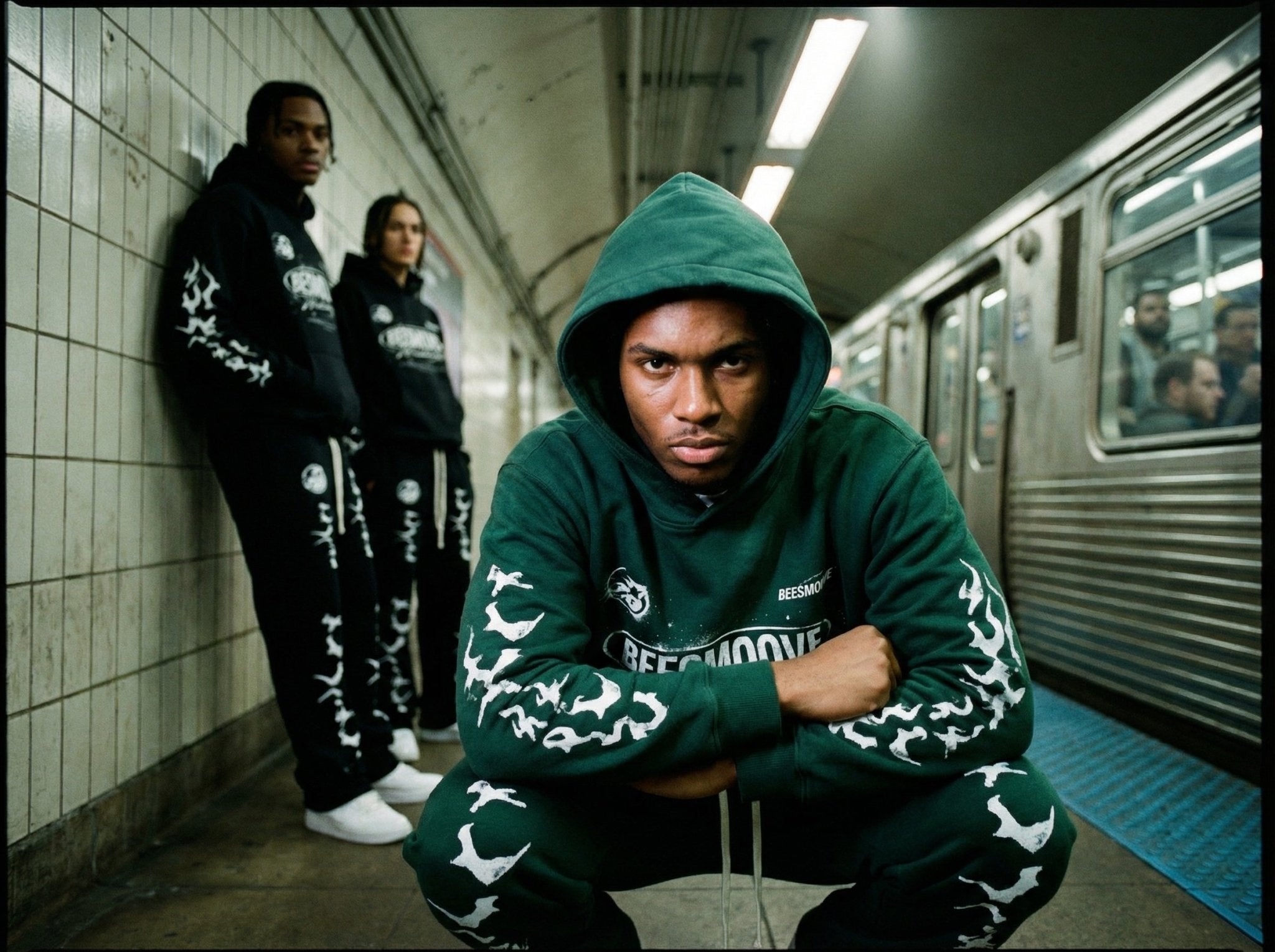 BEESMOOVE Orbit Green Division Set Oversized Hoodie - Beesmoove