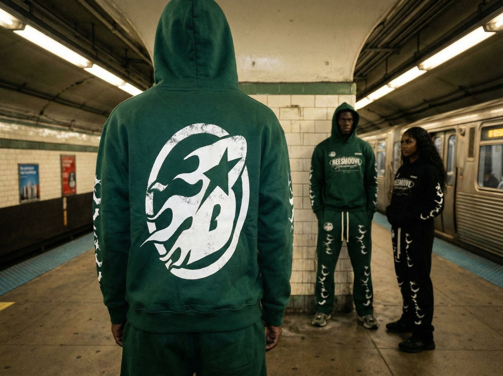 BEESMOOVE Orbit Green Division Set Oversized Hoodie - Beesmoove