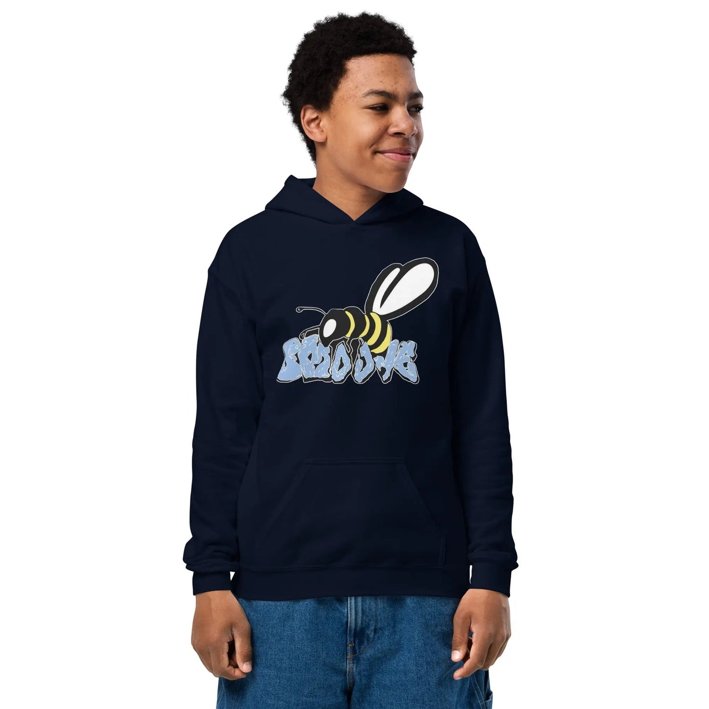 Beesmoove organic blue Youth heavy blend hoodie - Beesmoove