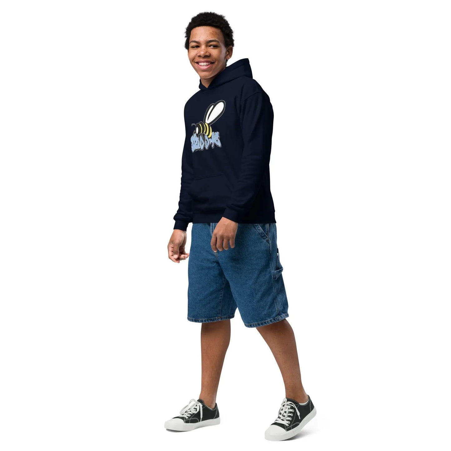 Beesmoove organic blue Youth heavy blend hoodie - Beesmoove