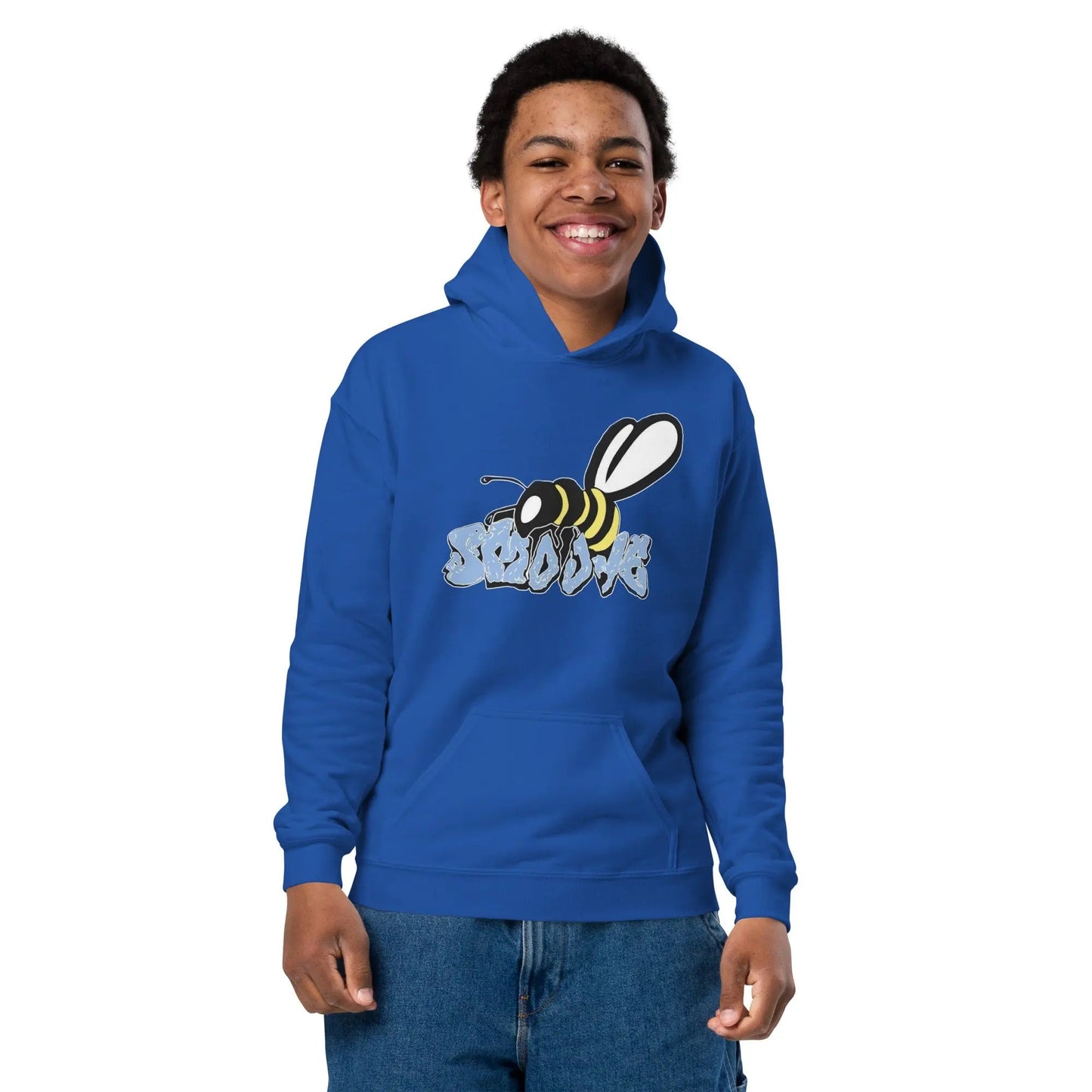 Beesmoove organic blue Youth heavy blend hoodie - Beesmoove